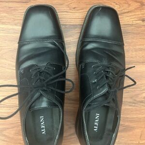 Alfani Black Leather Lace-Up Cap-Toe Oxfords